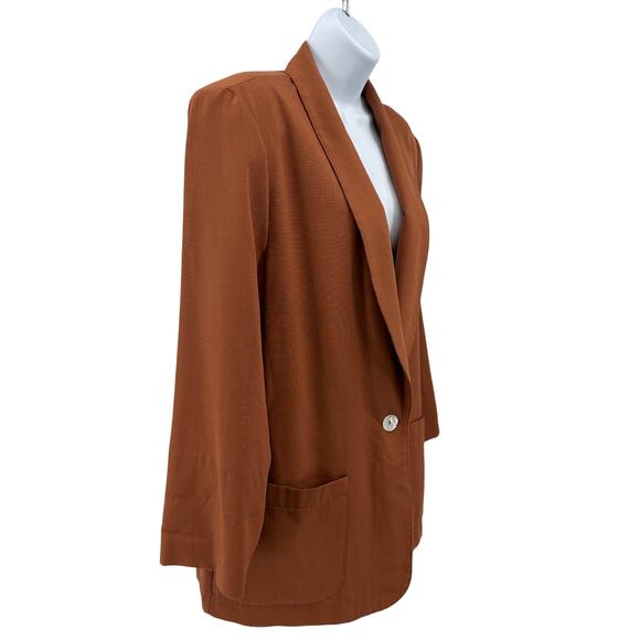 Requirements Open Front Blazer Jacket WMNS 12 Orange Single Button Long Sleeve - Picture 3 of 11